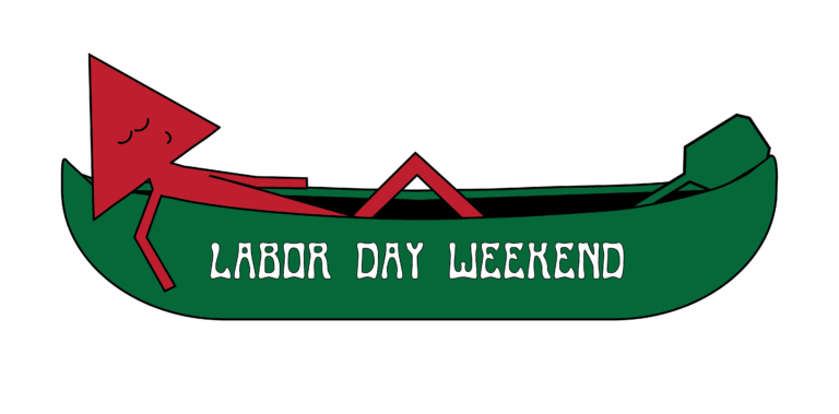 stick man relaxing in a canoe for labor day
