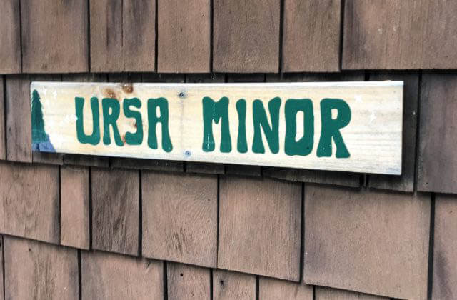 The sign for the Ursa Minor bunkhouse