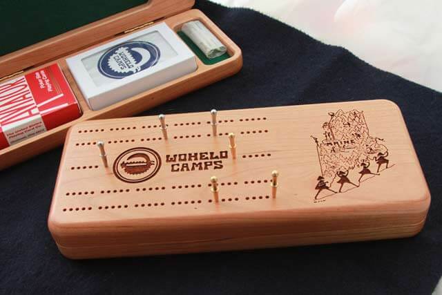 Wohelo cribbage board and cards